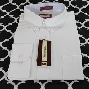 COPY - LOUIS MARTIN MEN'S WHITE REGULAR FIT POLY-COTTON BUTTON DOWN COLLAR DRES…